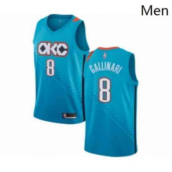 Mens Oklahoma City Thunder 8 Danilo Gallinari Authentic Turquoise Basketball Jersey City Edition
